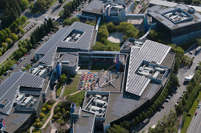 aerial photo of google headquarters