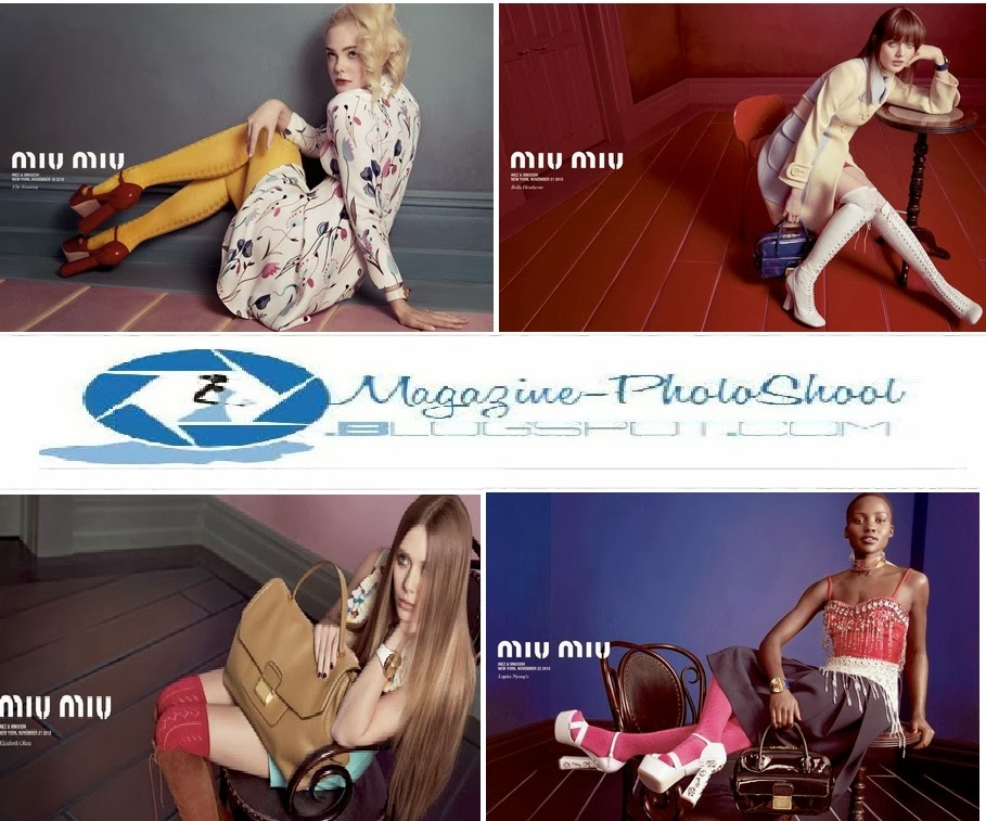 Ad Photoshoot : Elle Fanning, Bella Heathcote, Lupita Nyong’o & Elizabeth Olsen Photoshoot For Miu Miu