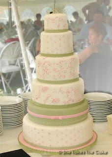 Pink and Green Wedding Cake