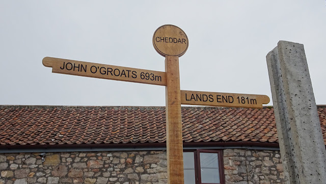 Cheddar LEJOG signpost taken on my Land's End to John O'Groats hike 2018