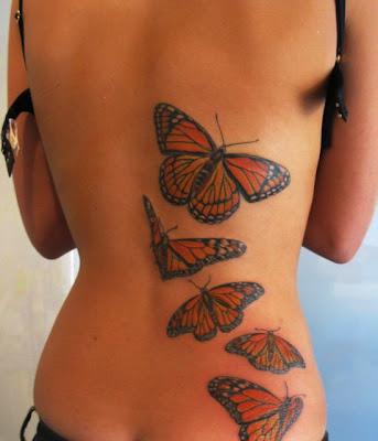 Butterfly Japanese Tattoo In Located Behand The back