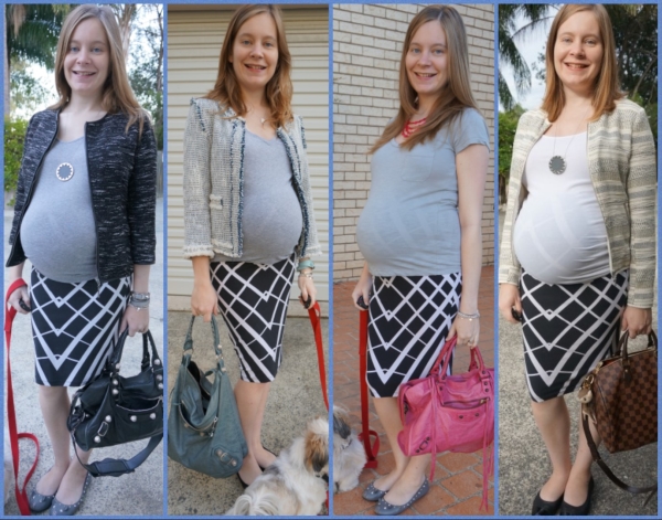 Third Trimester Office Wear: ASOS graphic print pencil skirt 4 outfit ideas