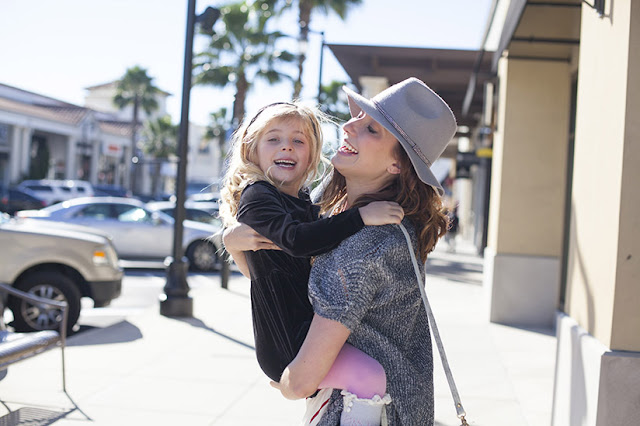 Amy West and daughter in looks by Anthropologie and Kids Gap