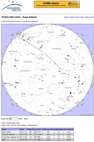 Sky chart for the last of the Starlink constellation for November 23 in Orange County (Source: www.heavens-above.com)