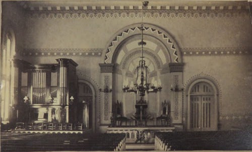 Interlaken Baptist Church interior prior to 1911