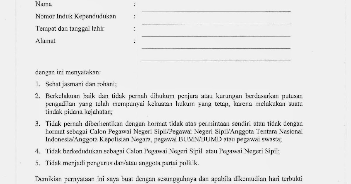 Surat Lamaran Untuk Pendaftaran Cpns  2018