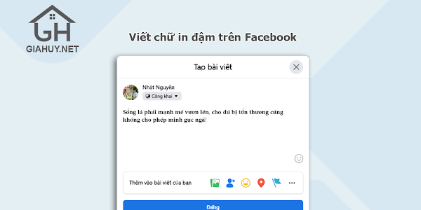 Viết chữ in đậm trên Facebook