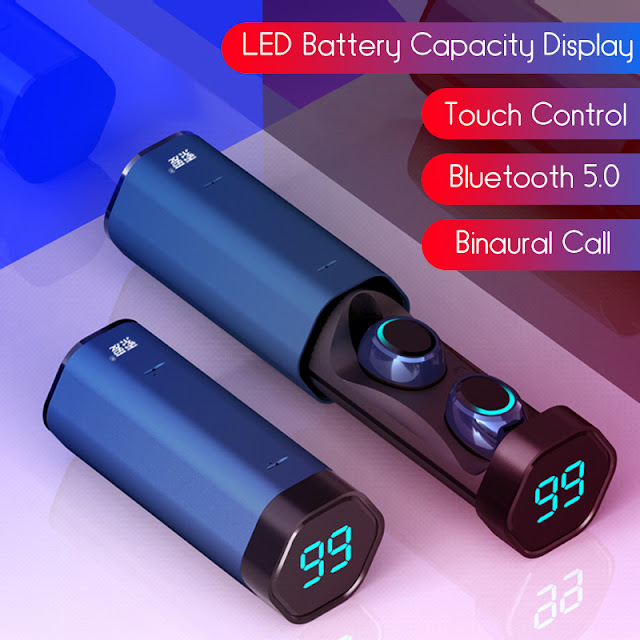 Bluetooth 5.0 Bakeey T2 TWS Earphone LED Battery Display Smart Touch Binaural Call IPX5 Waterproof 