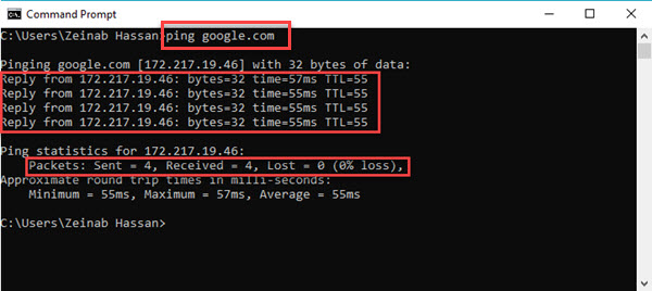 dsl-2740u wireless router, ping session