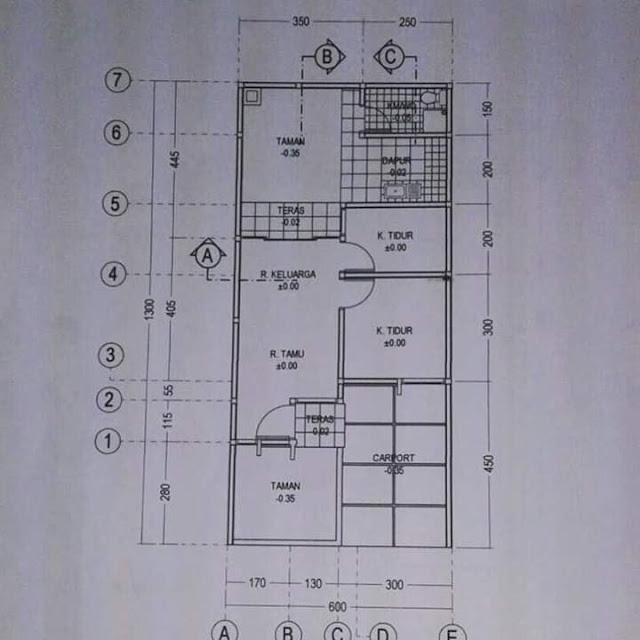 Contoh Desain Rumah Tipe 45 Luas Tanah 60m2 Minimalis Denah Rancangan 