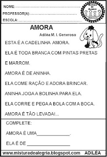 Pequenos textos para alfabetização 1o ano