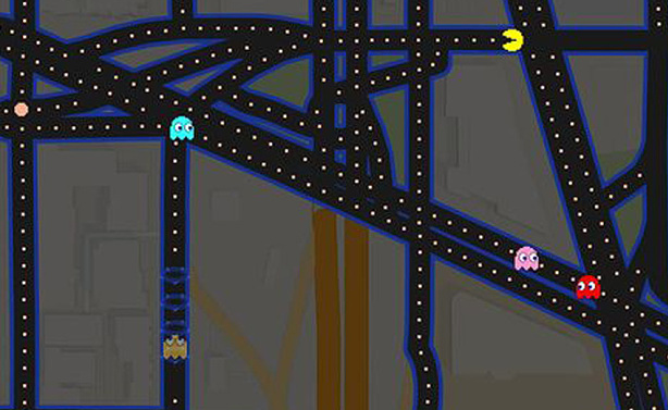 Pacman,Google Maps ,Pacman on Google Maps