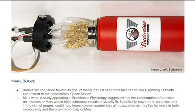 Mars wine now; Romulan Ale later? (Source: H2M 2020 Annual Report)