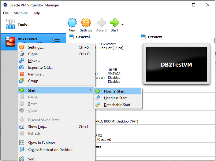 Oracle VirtualBox Start VM