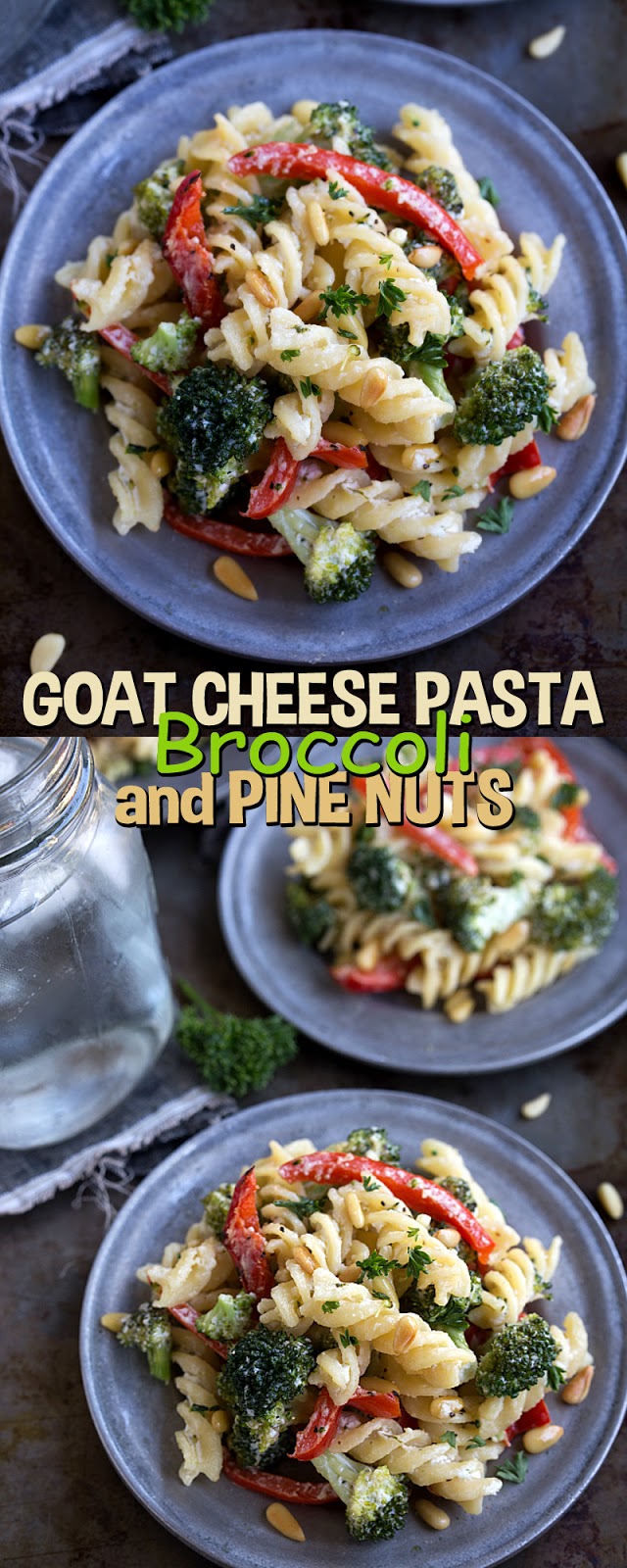 GOAT CHEESE PASTA, BROCCOLI, AND PINE NUTS