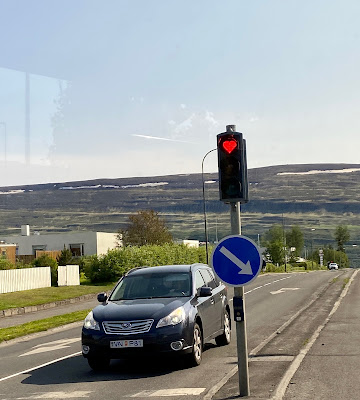 heart stoplight in Akureyri, Iceland