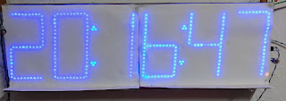 Large radio-controlled 7-segment blue LED clock