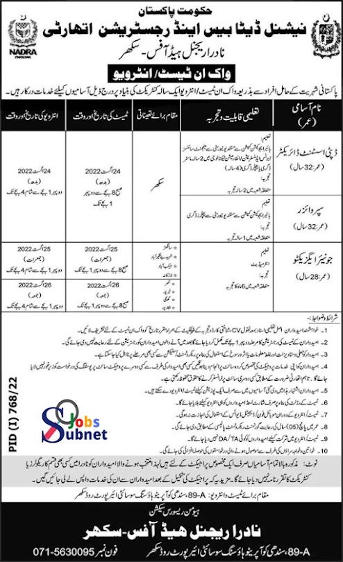 NADRA Govt Jobs 2022 Latest