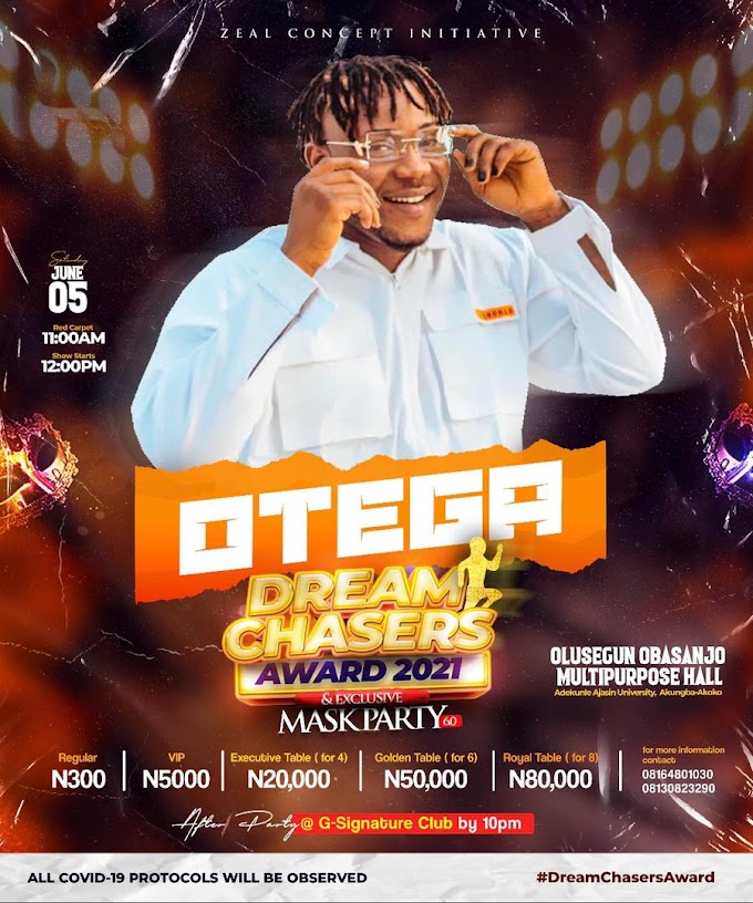 Stainless, Spark Funds, Kaabo, D'banx, DaviesFeego, Fayuz and others in the final nominations list as OTEGA set to storm AAUA this Saturday for the glamorous DREAMCHASERS AWARDS 2021