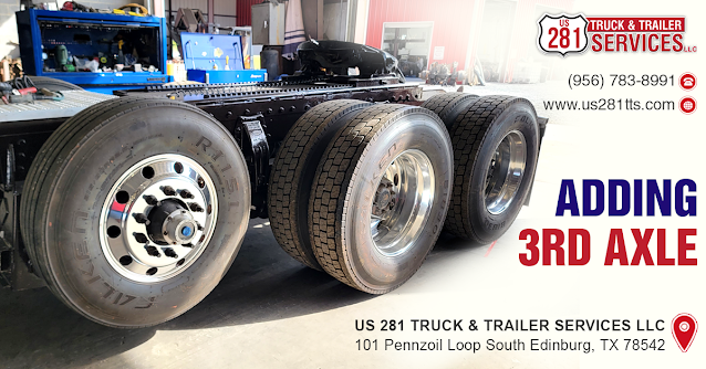 We can install the 3rd axle in your commercial truck at our truck repair shop in Edinburg, Texas.