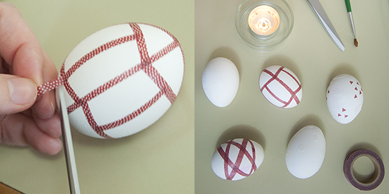 Covering eggs with washi masking tape