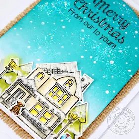 Sunny Studio Stamps: Happy Home & City Street Winter Scene Christmas Card by Lexa Levana.
