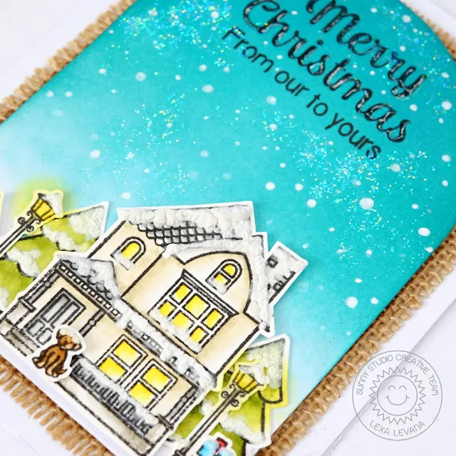 Sunny Studio Stamps: Happy Home & City Street Winter Scene Christmas Card by Lexa Levana.