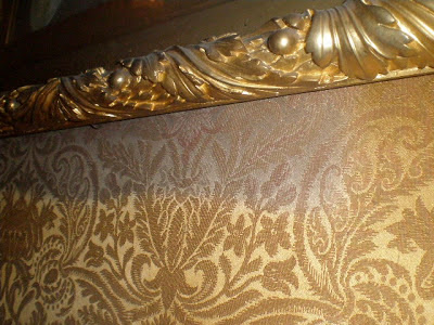 Antique textile wall covering, art conservation, repair and restoration, 