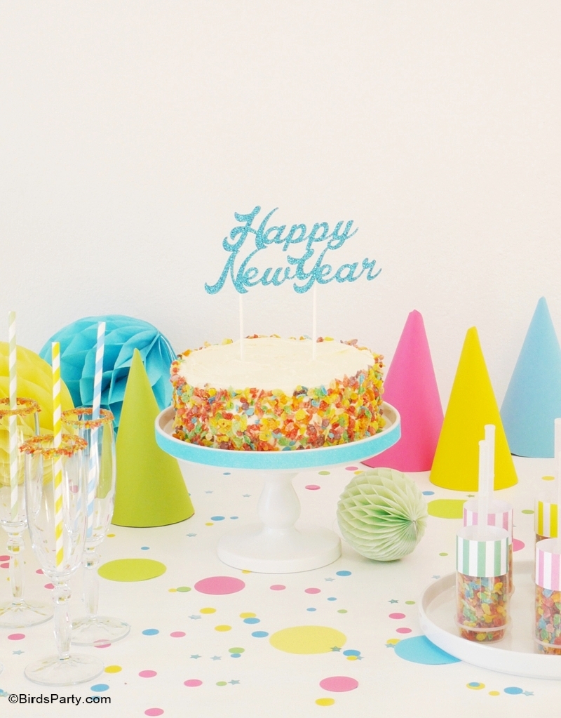 New Year's Eve DIY Confetti Inspired Party Ideas for Kids - BirdsParty.com