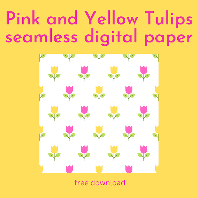 Pink and Yellow Tulips seamless digital paper - free download