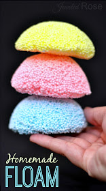 Homemade floam is easy to make and SO FUN!  Much cheaper than store bought, too!