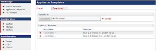 Upload appliance template