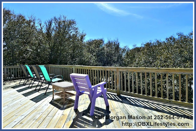 The sun deck of this Outer Banks NC home for sale is located on the upper level of the home.