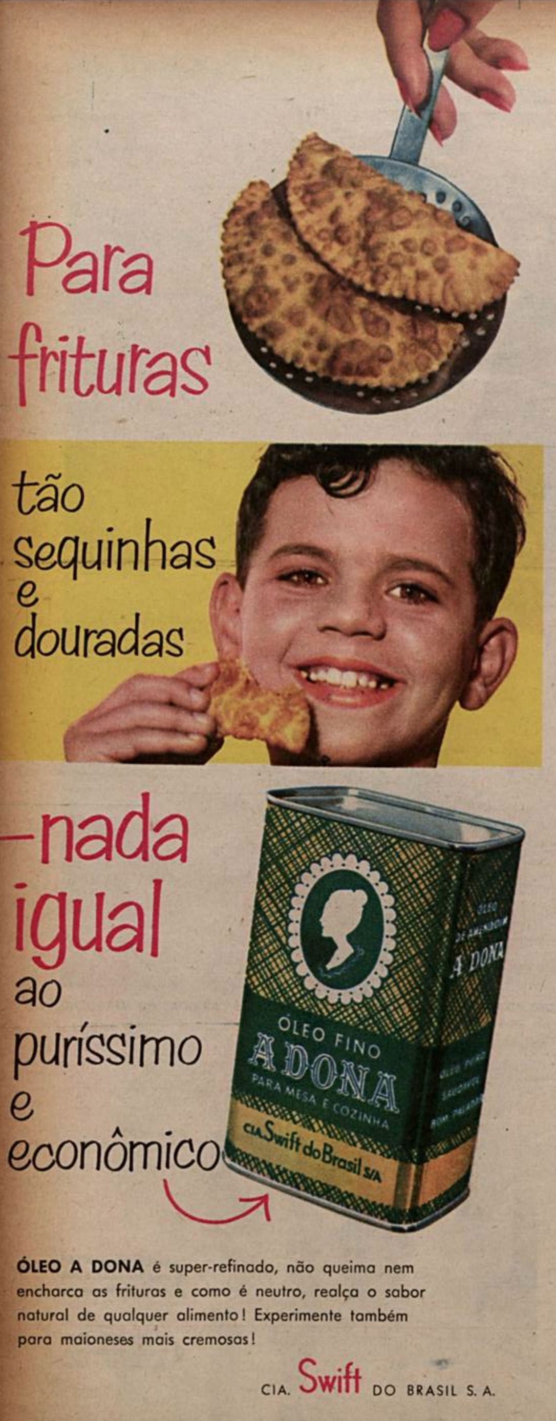 Propaganda de 1957 do óleo para frituras da marca A Dona