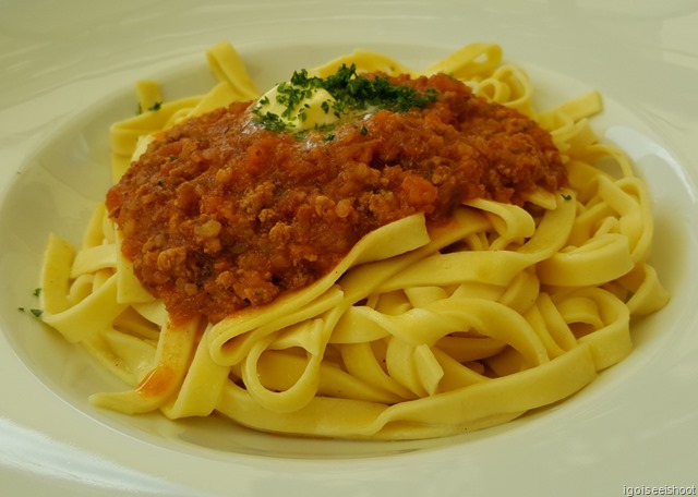 Homemade Noodles with Veal Bolognese at Restaurant Zum See.