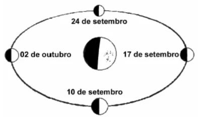 A figura representa as fases da lua no período proposto