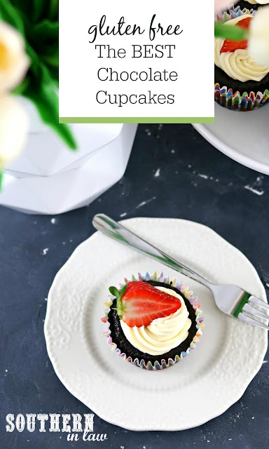 The Best Gluten Free Chocolate Cupcakes Recipe - Easy moist chocolate cupcakes with boiling water, cupcakes without butter, gluten free buttercream frosting recipe 