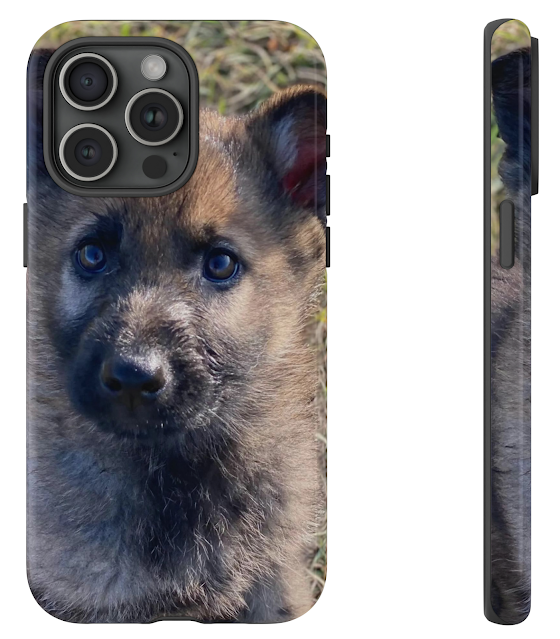iPhone 15 Pro Max Tough Case With Cute European Beautiful Dark Sable Male German Shepherd Puppy