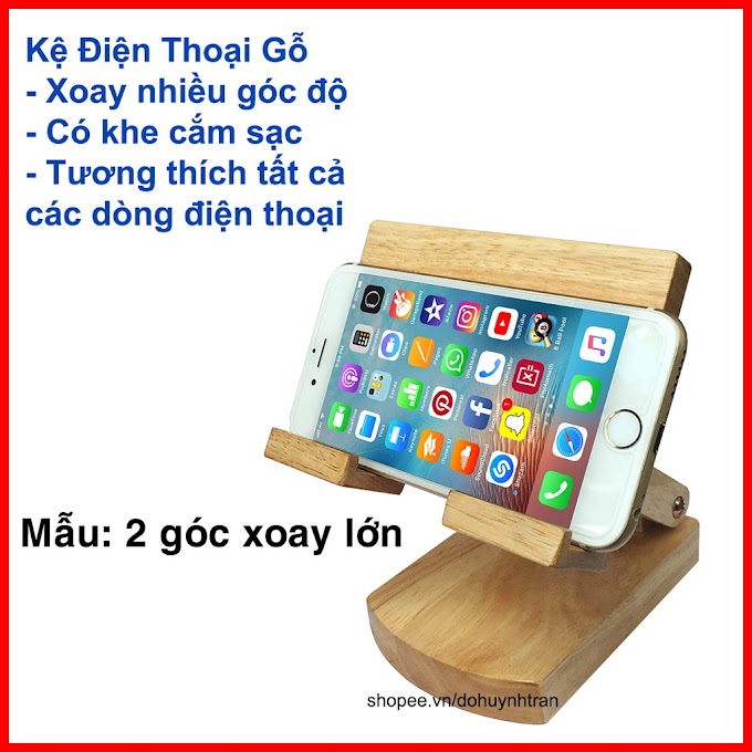Giá đỡ điện thoại bằng gỗ, kệ điện thoại bằng gỗ dễ dàng gấp gọn - loại lớn