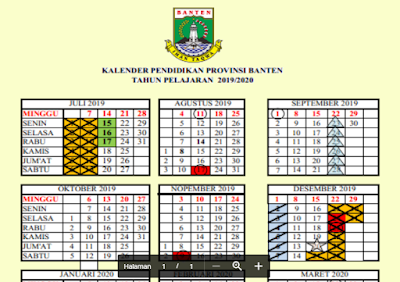 Kalender Pendidikan 2019/2020 Provinsi Banten