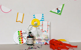 SRM Stickers Blog - Bitty Birthday Box by Shantaie - #birthday #gift #container #clear #A-2 #doily #stickers #twine #shimmer