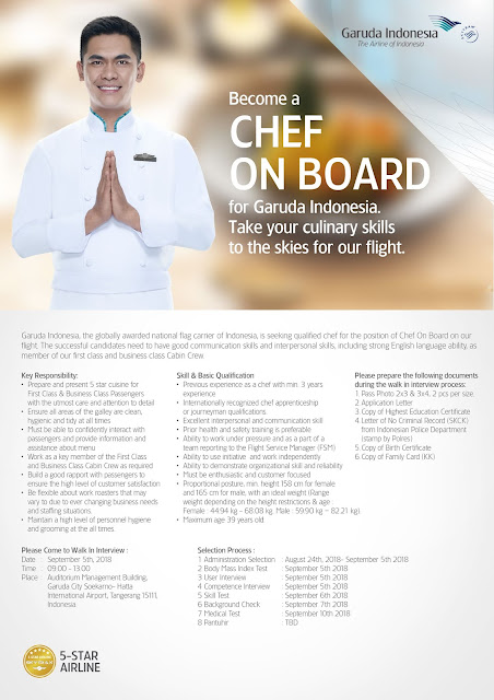  Informasi lowongan kerja terbaru kali ini berusmber dari Garuda Indonesia Lowongan Kerja Garuda Indonesia - Chef On Board