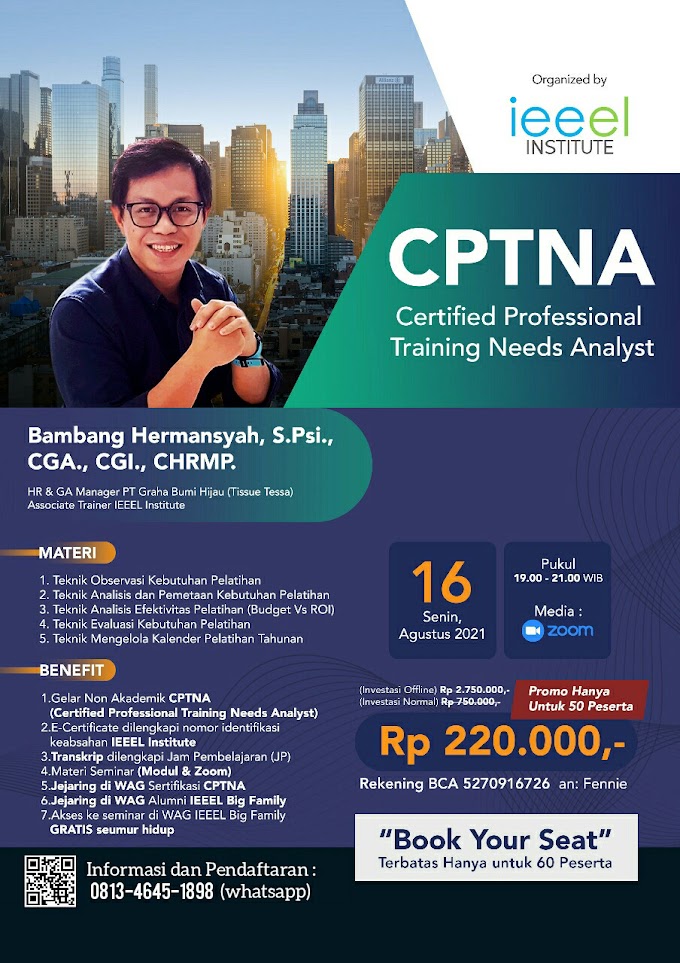 Certified Professional Training Needs Analyst Batch Agustus 2021