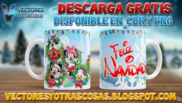 Plantillas de Mickey para sublimar taza de Navidad