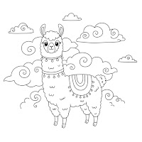 Llama surrounded with clouds