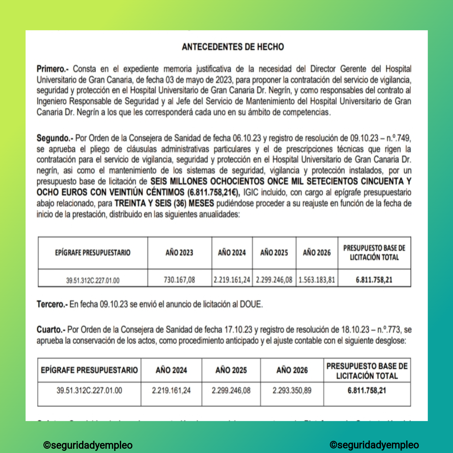 Adjudicado la seguridad de los hospital Universitario de Gran Canaria Dr Negrín . 