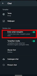 Menonaktifkan Tombol Enter WhatsApp Sebagai Tombol Kirim