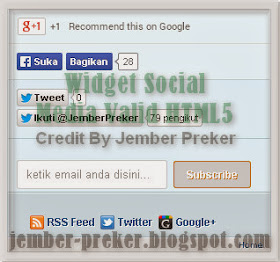 Social media box suscribe valid HTML5