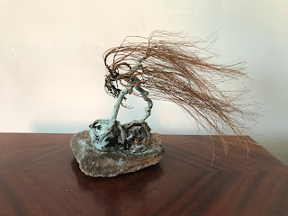 Bonsai, Bonsai tree, Copper Wire, Natural Rock, Penjing, Recycled materials, TAE Trees, TAETree, Touch Art Experience, Wabi Sabi, Willow tree, Windswept, Fukinagashi, Oxidized Copper