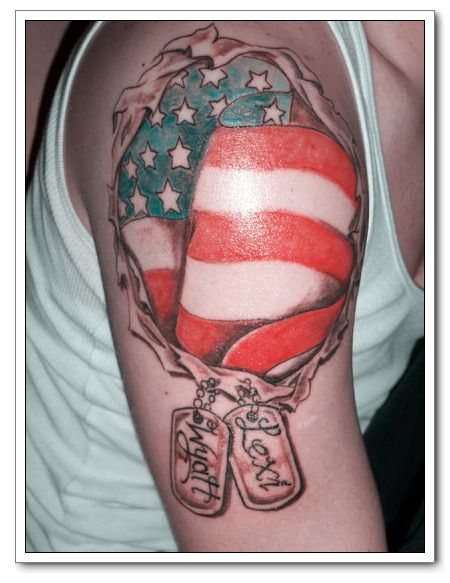 Beautiful American Flag Tattoo On The Right Arm Concept For Male